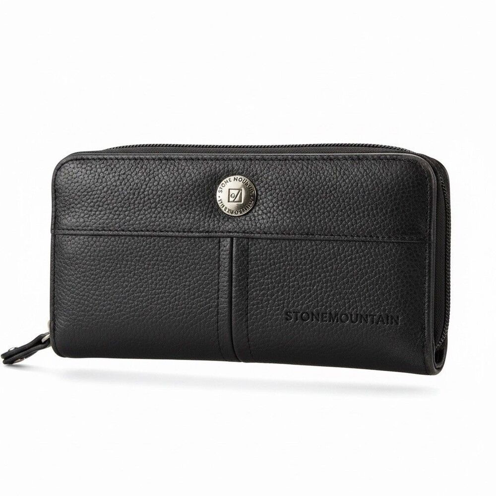 Stone Mountain Genuine Ludlow Leather Zip Around Wallet – Black – NWT & Gift Box